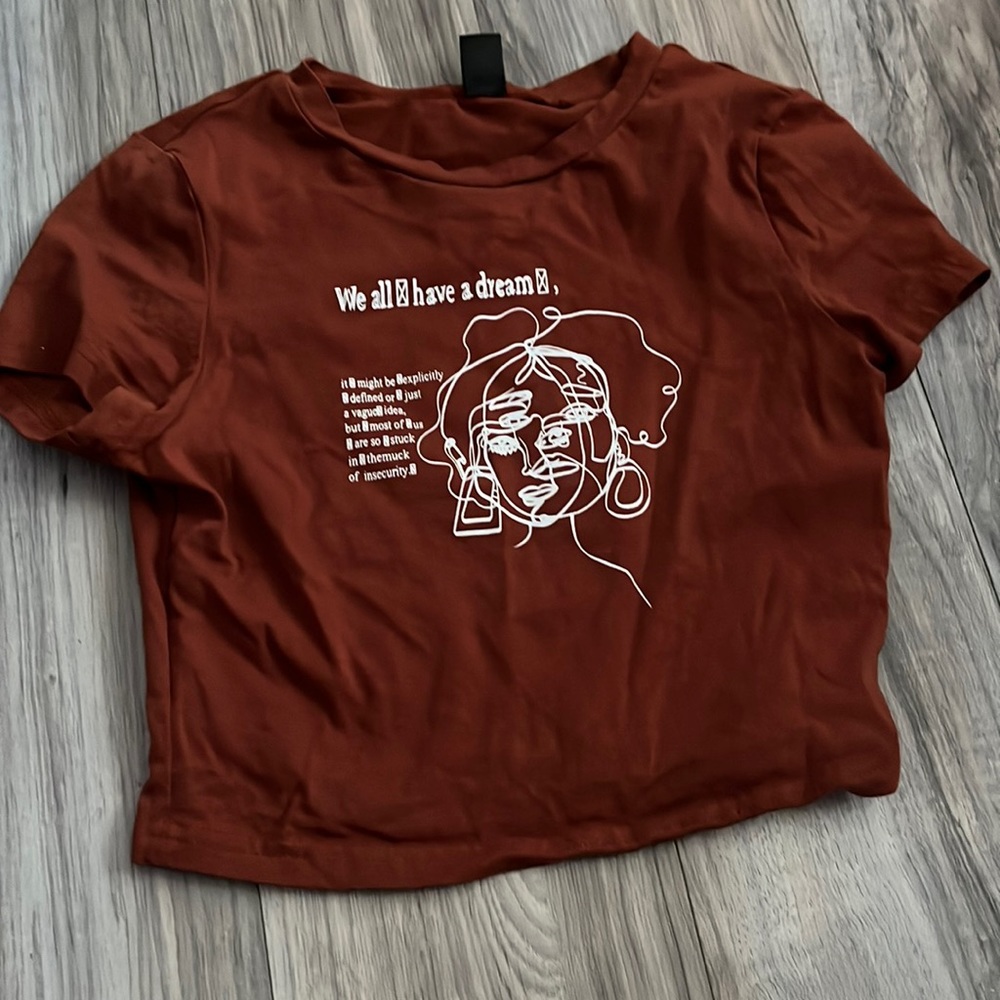 brow cropped fitted shirt,xtra small,from shein,cute